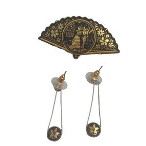 Vintage Damascene Gold Jewelry Set